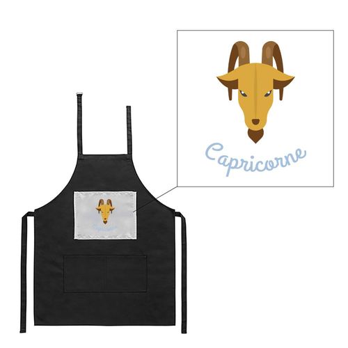 Tablier Noir De Cuisine Barbecue Signe Astrologique Capricorne Imprimé