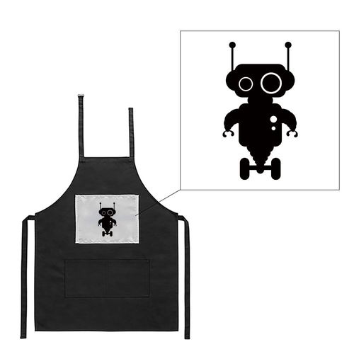 Tablier Noir De Cuisine Barbecue Robots Imprimé
