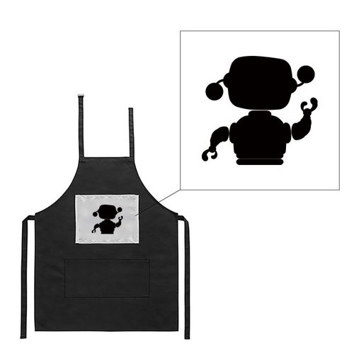 Tablier Noir De Cuisine Barbecue Robot Sans Jambe Imprimé