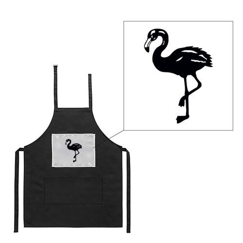 Tablier Noir De Cuisine Barbecue Flamant Imprimé