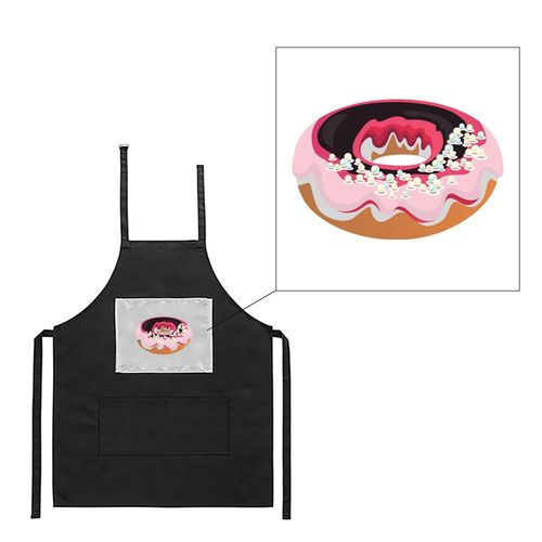 Tablier Noir De Cuisine Barbecue Donut Rose Imprimé