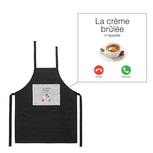 Tablier Noir De Cuisine Barbecue Crème Brûlée M'appelle Imprimé