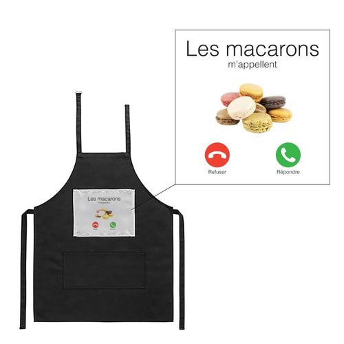 Tablier Noir De Cuisine Barbecue Les Macarons M'appelle Imprimé