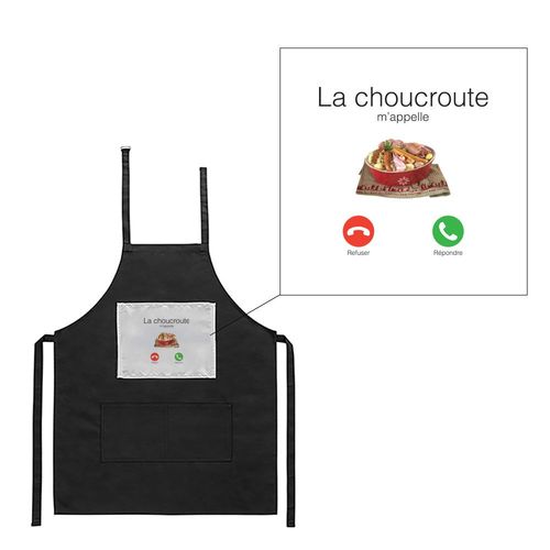Tablier Noir De Cuisine Barbecue La Choucroute M'appelle Imprimé