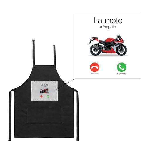 Tablier Noir De Cuisine Barbecue La Moto M'appelle Imprimé