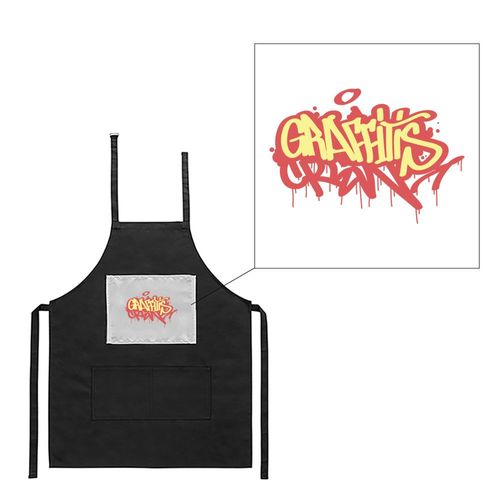 Tablier Noir De Cuisine Barbecue Graffitis Rouge Imprimé