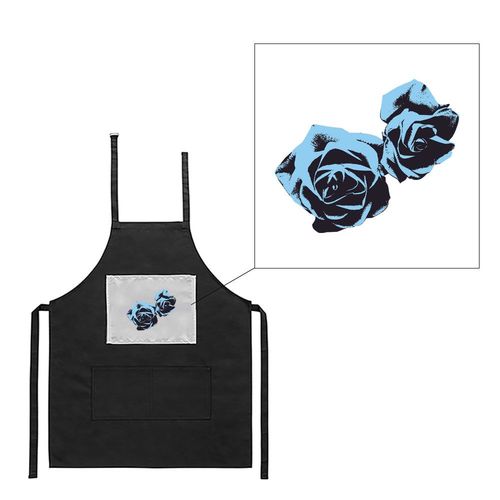 Tablier Noir De Cuisine Barbecue Rose Bleu Imprimé