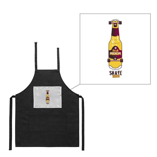 Tablier Noir De Cuisine Barbecue Beer Skate Imprimé