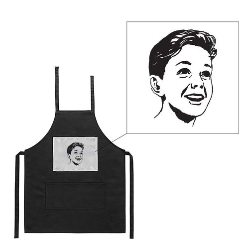 Tablier Noir De Cuisine Barbecue Enfant Retro Imprimé