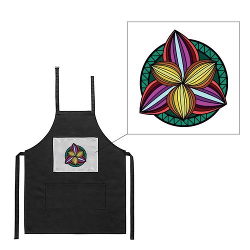 Tablier Noir De Cuisine Barbecue Mandala Flower Imprimé