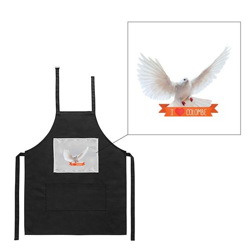 Tablier Noir De Cuisine Barbecue Colombe Imprimé