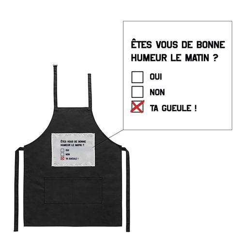 Tablier Noir De Cuisine Barbecue Bonne Humeur Imprimé