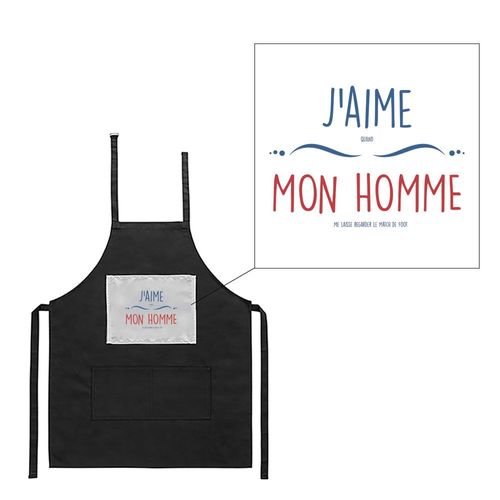 Tablier Noir De Cuisine Barbecue J'aime Mon Homme Imprimé