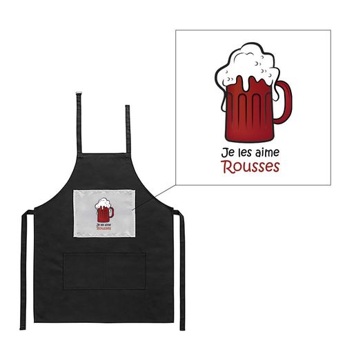 Tablier Noir De Cuisine Barbecue Bière Rousse Imprimé