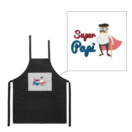 Tablier Noir De Cuisine Barbecue Super Papi Imprimé