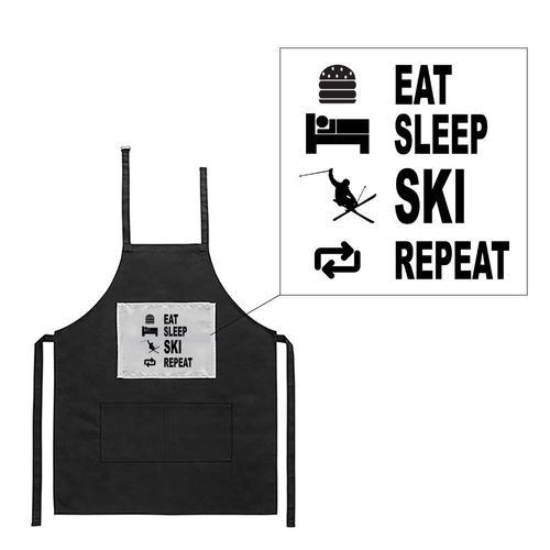 Tablier Noir De Cuisine Barbecue Eat Sleep Ski Imprimé