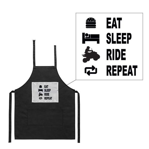 Tablier Noir De Cuisine Barbecue Eat Sleep Quad Imprimé