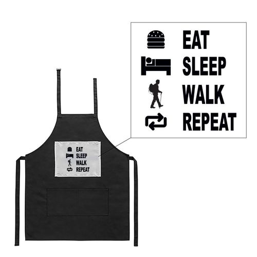 Tablier Noir De Cuisine Barbecue Eat Sleep Randonnée Imprimé