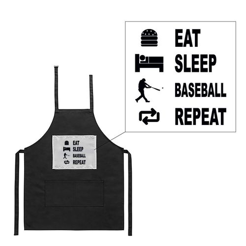 Tablier Noir De Cuisine Barbecue Eat Sleep Baseball Imprimé