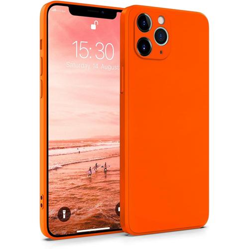 Coque Silicone Compatible Avec Apple Iphone 11 Pro - Case Tpu Souple & Soft - Cover Protection Extra Fine & Légère - Étui Coloré Anti Choc Et Rayures - Orange