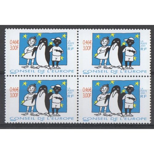 Bloc 4 Timbres De Service Conseil De L'europe 0,46 France 2001 Yvert Et Tellier N° S 122 Neuf** Gomme Intacte