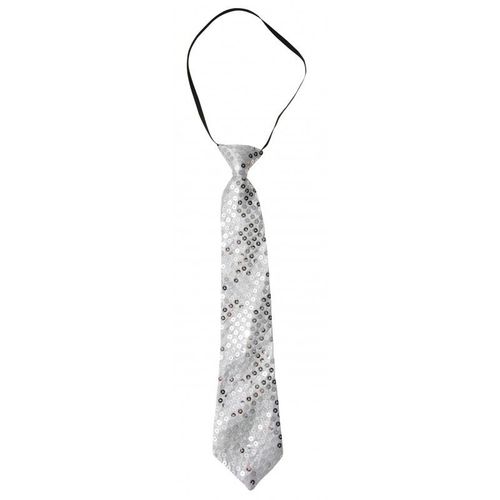 Cravate Sequins Avec Élastique Argent