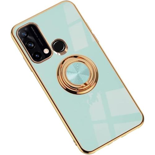 Étui Pour Reno5 A Japan Ultra Mince Tpu Galvanisé Hybride Double Pare Chocs Antichoc 360 ° Flip Ring Housse Protection Pour Oppo Reno5 A Japan 6.5"" Bleu Clair