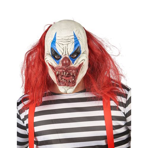 Masque Latex Clown Rouge Et Blanc Adulte