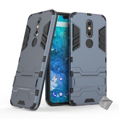 Housse Etui Coque Rigide Anti Choc Pour Nokia 7.1 (2018) + Film Ecran - Bleu Fonce