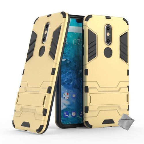 Housse Etui Coque Rigide Anti Choc Pour Nokia 7.1 (2018) + Verre Trempe - Or