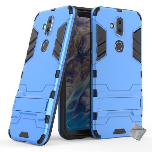 Housse Etui Coque Rigide Anti Choc Pour Nokia 8.1 (2019) + Verre Trempe - Bleu Clair