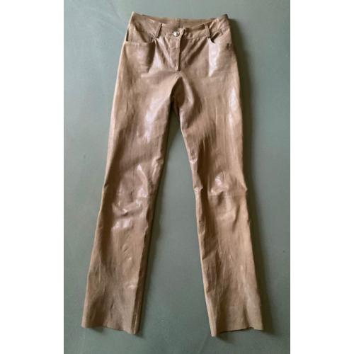 Pantalon Cuir De Buffle T.34-36 Chocolat