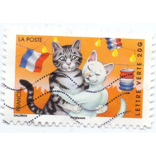 Timbre Vacances 2014 . Deux Chats