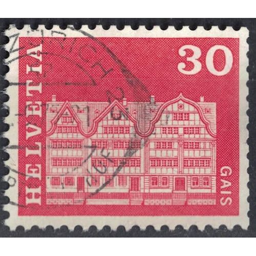 Suisse 1968 Oblitéré Used Place Du Village Square Houses Maisons À Gais
