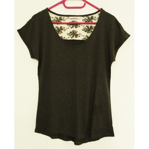 T Shirt Vert Kaki À Dentelle Et Paillettes. Camaieu. Taille 38