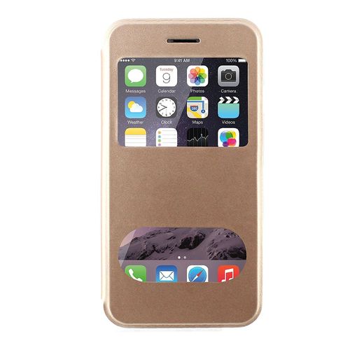 Etui A Rabat Iphone 6 6s Plus (5"5) Clap Touch Or Double Fenetre Eco-Cuir (Pu)
