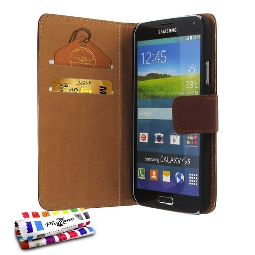 Etui A Rabat Samsung Galaxy S5 Folio Marron Eco-Cuir (Pu)