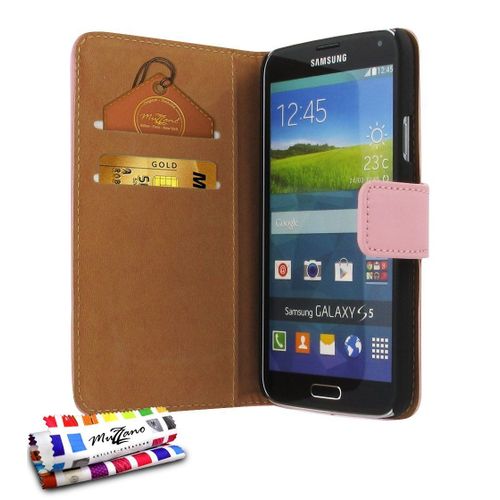 Etui A Rabat Samsung Galaxy S5 Folio Rose Eco-Cuir (Pu)