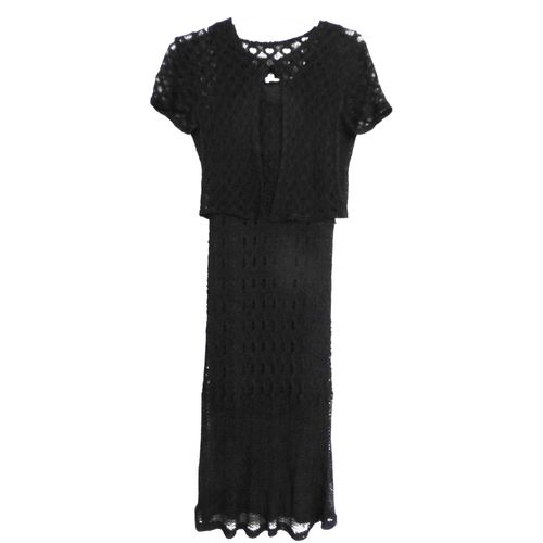 Ensemble Robe Et Veste Bolero En Maille Noire. Elitelle. Viscose. Taille 34 / 36