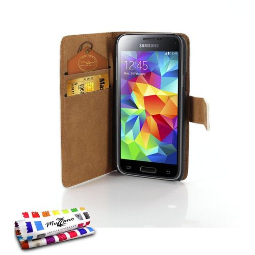 Etui A Rabat Samsung Galaxy S5 Mini Folio Blanc Eco-Cuir (Pu)