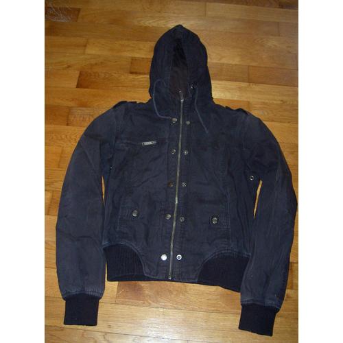 Veste Blouson Court Noir Doublé Avec Capuche Type Bombers Pimkie Taille 14 Ans