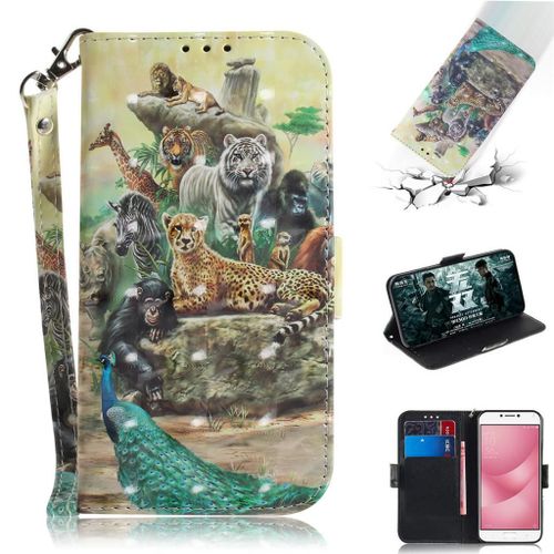Asus Zenfone 4 Max Zc554kl 5.5" Coque, Saturcase 3d Motif Pu Cuir Magnétique Flip Portefeuille Support Porte-Carte Coque Housse Étui Avec Dragonne Pour Asus Zenfone 4 Max Zc554kl 5.5" (Td-12)