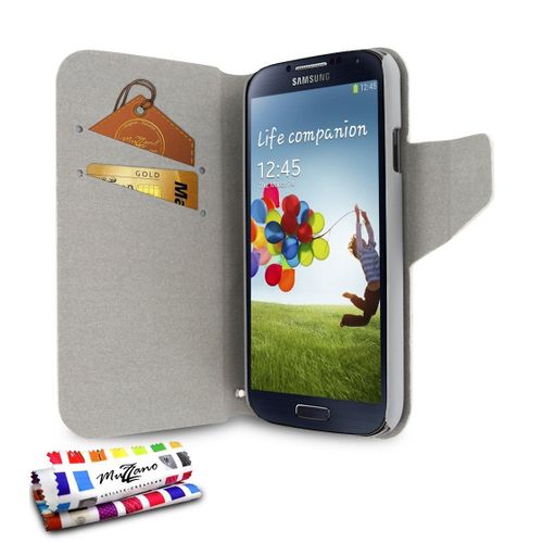 Etui A Rabat Samsung Galaxy S4 Folio Uv Blanc Eco-Cuir (Pu)