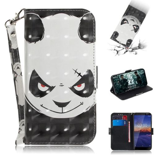 Nokia 3.1 Coque, Saturcase Beau 3d Motif Pu Cuir Magnétique Flip Portefeuille Support Porte-Carte Protecteur Coque Housse Étui Avec Dragonne Pour Nokia 3.1 (Td-4)
