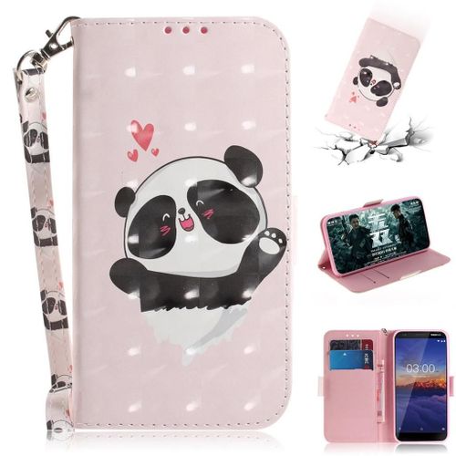 Nokia 3.1 Coque, Saturcase Beau 3d Motif Pu Cuir Magnétique Flip Portefeuille Support Porte-Carte Protecteur Coque Housse Étui Avec Dragonne Pour Nokia 3.1 (Td-9)