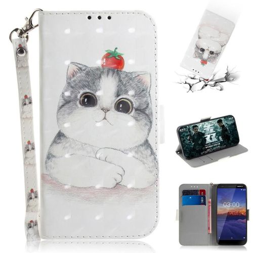 Nokia 3.1 Coque, Saturcase Beau 3d Motif Pu Cuir Magnétique Flip Portefeuille Support Porte-Carte Protecteur Coque Housse Étui Avec Dragonne Pour Nokia 3.1 (Td-10)