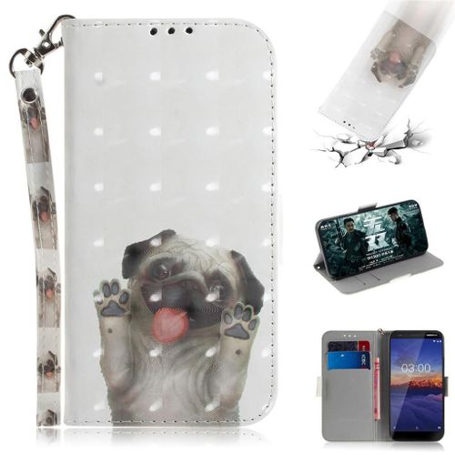 Nokia 3.1 Coque, Saturcase Beau 3d Motif Pu Cuir Magnétique Flip Portefeuille Support Porte-Carte Protecteur Coque Housse Étui Avec Dragonne Pour Nokia 3.1 (Td-15)