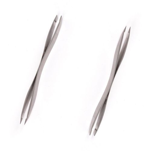 Pince À Épiler Double Embouts Gris Acier Inoxydable 10.5 Cm 