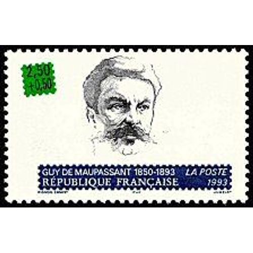 Timbre De La Serie Ecrivain Français Guy De Maupassant 1850-1893 (Emission De 1993)