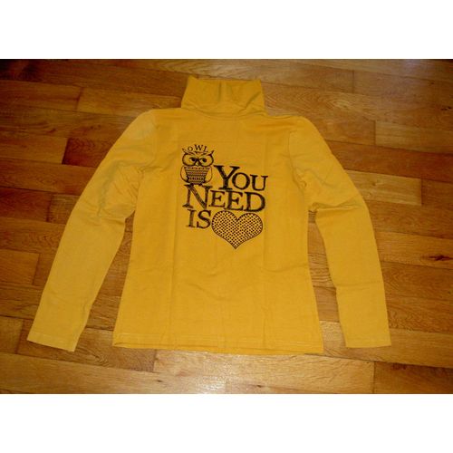 Sous-Pull Col Roulé Jaune Moutarde Motif Poitrine Hibou You Need Is Love C&a Modèle There Here + Taille 14 Ans
